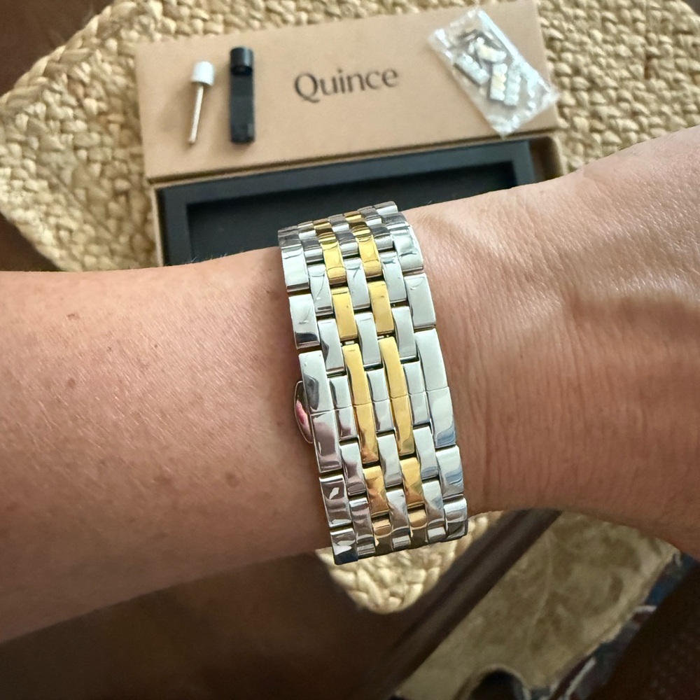 Quince Silver and Gold Stainless Apple Watch Band